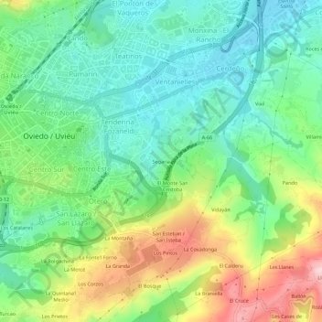 Topografische kaart Segaria, hoogte, reliëf