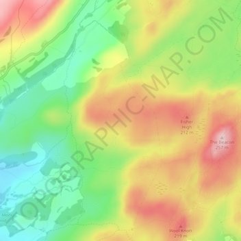Topografische kaart Rattan Haw, hoogte, reliëf