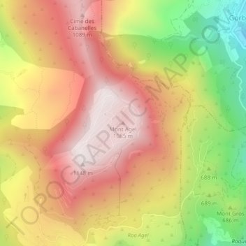Topografische kaart Mont Agel, hoogte, reliëf