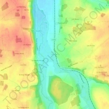 Topografische kaart La Folie, hoogte, reliëf