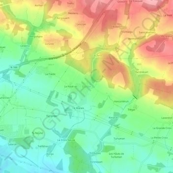Topografische kaart Bizole, hoogte, reliëf
