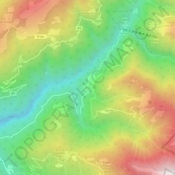Topografische kaart Curiglia, hoogte, reliëf