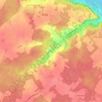 Topografische kaart Launay, hoogte, reliëf