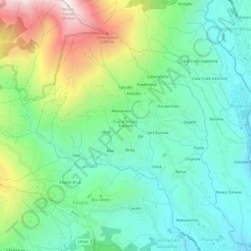 Topografische kaart Trucheis, hoogte, reliëf