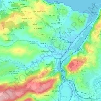 Topografische kaart El Empalme, hoogte, reliëf