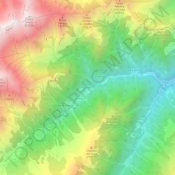 Topografische kaart Rassetta, hoogte, reliëf