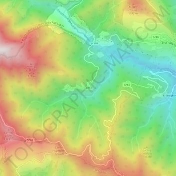 Topografische kaart Cetta, hoogte, reliëf