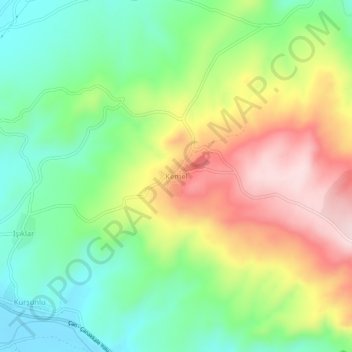 Topografische kaart Kemel, hoogte, reliëf