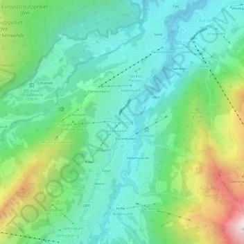 Topografische kaart Hirschegg, hoogte, reliëf