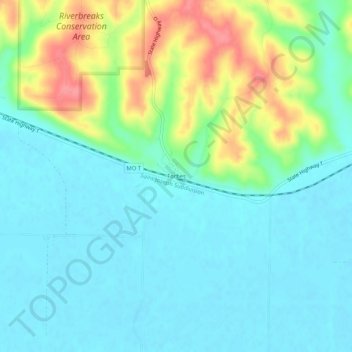 Topografische kaart Forbes, hoogte, reliëf