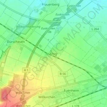 Topografische kaart Elsig, hoogte, reliëf