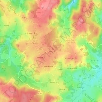 Topografische kaart La Batarelle, hoogte, reliëf