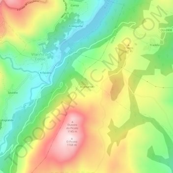 Topografische kaart Ardexarxe, hoogte, reliëf
