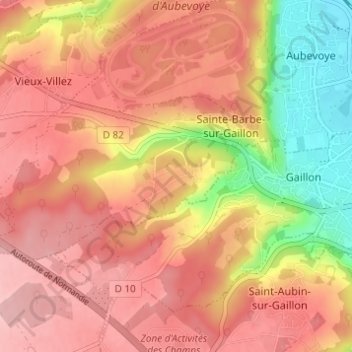 Topografische kaart Mesnil Gosse, hoogte, reliëf