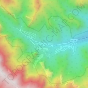 Topografische kaart Mount Charleston, hoogte, reliëf