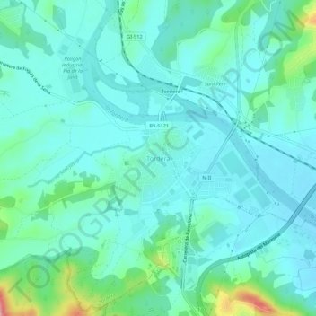 Topografische kaart Tordera, hoogte, reliëf