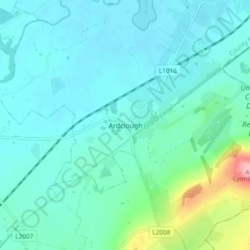 Topografische kaart Ardclough, hoogte, reliëf