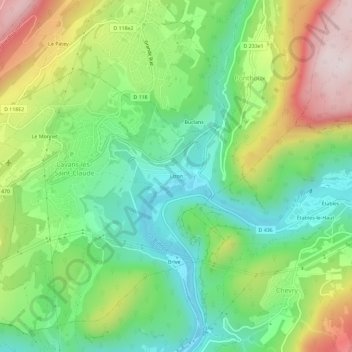 Topografische kaart Lizon, hoogte, reliëf