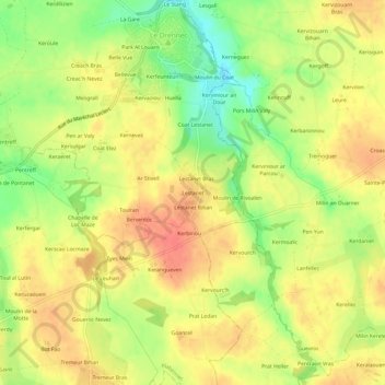 Topografische kaart Lestanet, hoogte, reliëf