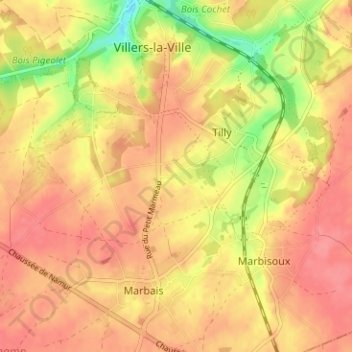 Topografische kaart Dreumont, hoogte, reliëf