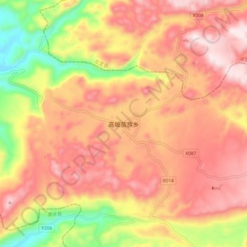 Topografische kaart 高坡苗族乡, hoogte, reliëf