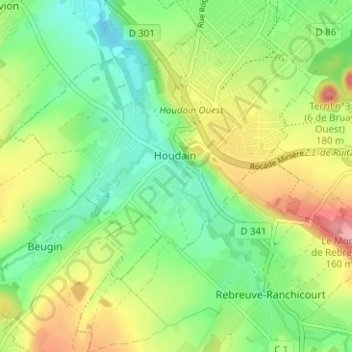 Topografische kaart Le Bas, hoogte, reliëf