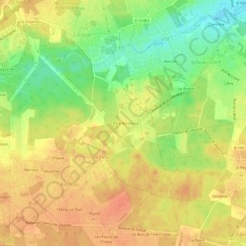 Topografische kaart Le Petit Bordeaux, hoogte, reliëf