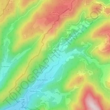 Topografische kaart Haut-du-Them, hoogte, reliëf