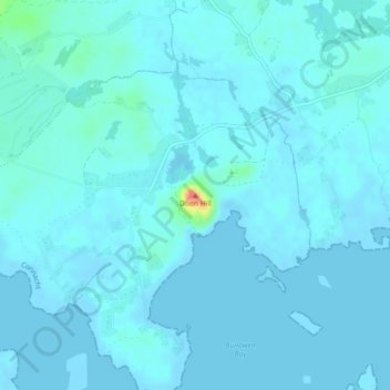 Topografische kaart Doon Hill, hoogte, reliëf
