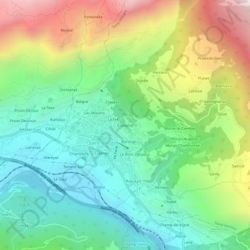 Topografische kaart Crotache, hoogte, reliëf