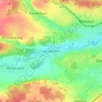 Topografische kaart Leichendorf, hoogte, reliëf