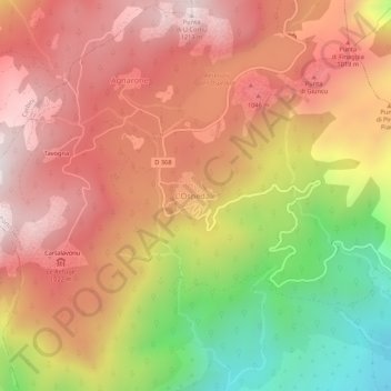 Topografische kaart L'Ospedale, hoogte, reliëf