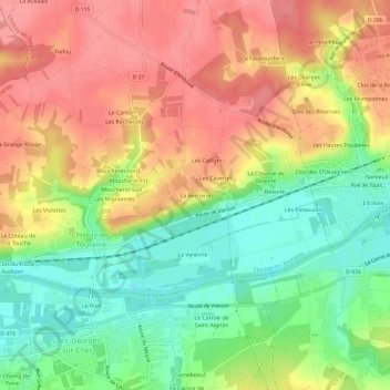 Topografische kaart La Bernerie, hoogte, reliëf