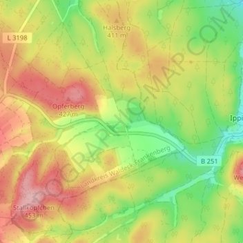 Topografische kaart Höhnscheid, hoogte, reliëf