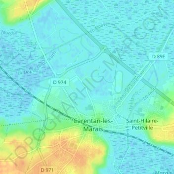Topografische kaart Blactot, hoogte, reliëf