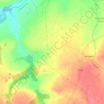 Topografische kaart Normandy, hoogte, reliëf