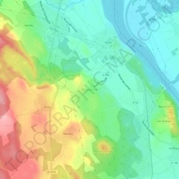 Topografische kaart Bouvesse, hoogte, reliëf