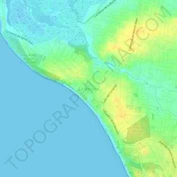 Topografische kaart La Barrosa, hoogte, reliëf
