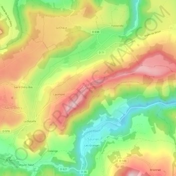 Topografische kaart Creste, hoogte, reliëf