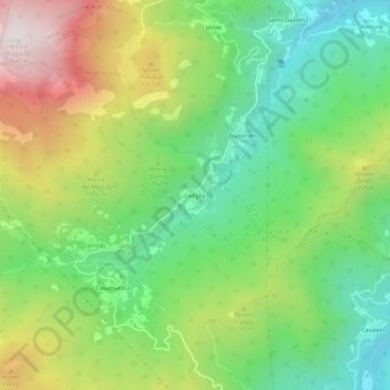 Topografische kaart Liveglia, hoogte, reliëf