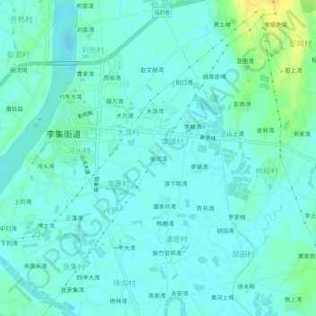 Topografische kaart 张河湾, hoogte, reliëf