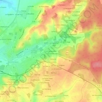 Topografische kaart La Chenaudière, hoogte, reliëf