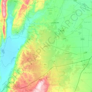 Topografische kaart Idlib, hoogte, reliëf