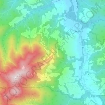 Topografische kaart Sassa, hoogte, reliëf
