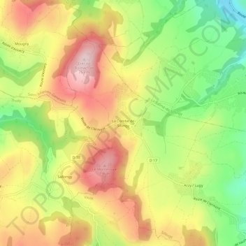 Topografische kaart La Combe de Sillingy, hoogte, reliëf