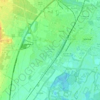 Topografische kaart Zone d'Activité Sud, hoogte, reliëf