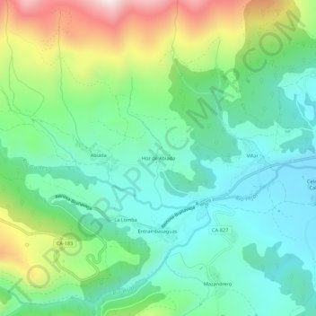 Topografische kaart Hoz de Abiada, hoogte, reliëf