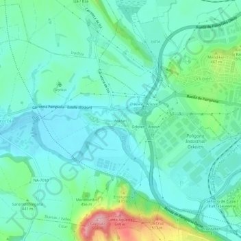 Topografische kaart Arazuri, hoogte, reliëf