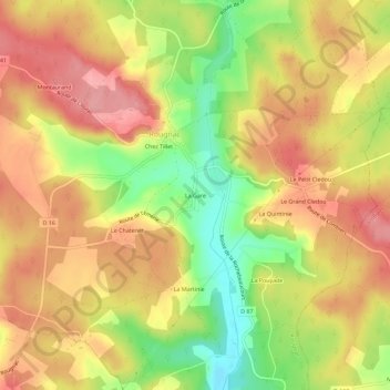 Topografische kaart La Garew, hoogte, reliëf