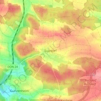 Topografische kaart Sulzdorf, hoogte, reliëf